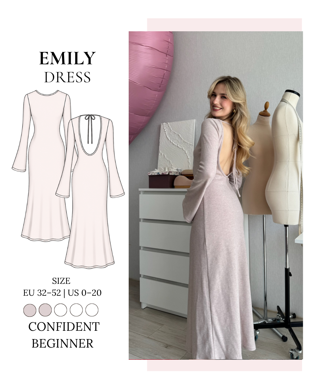 sewing pattern cocktail dress Emily Enchanted Florist | Bold fabric: linen Fabric:Silk